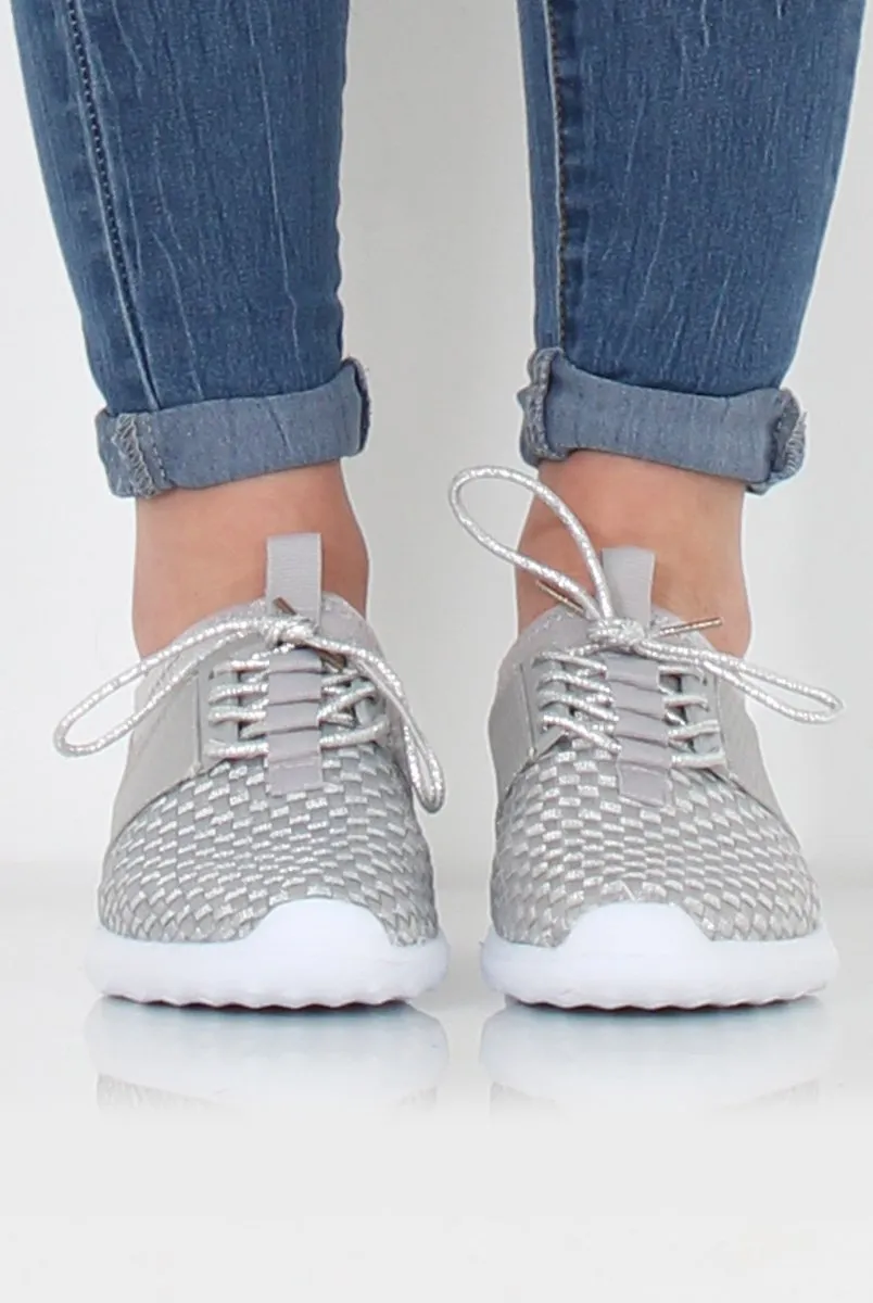 Karlee Silver Woven Trainers