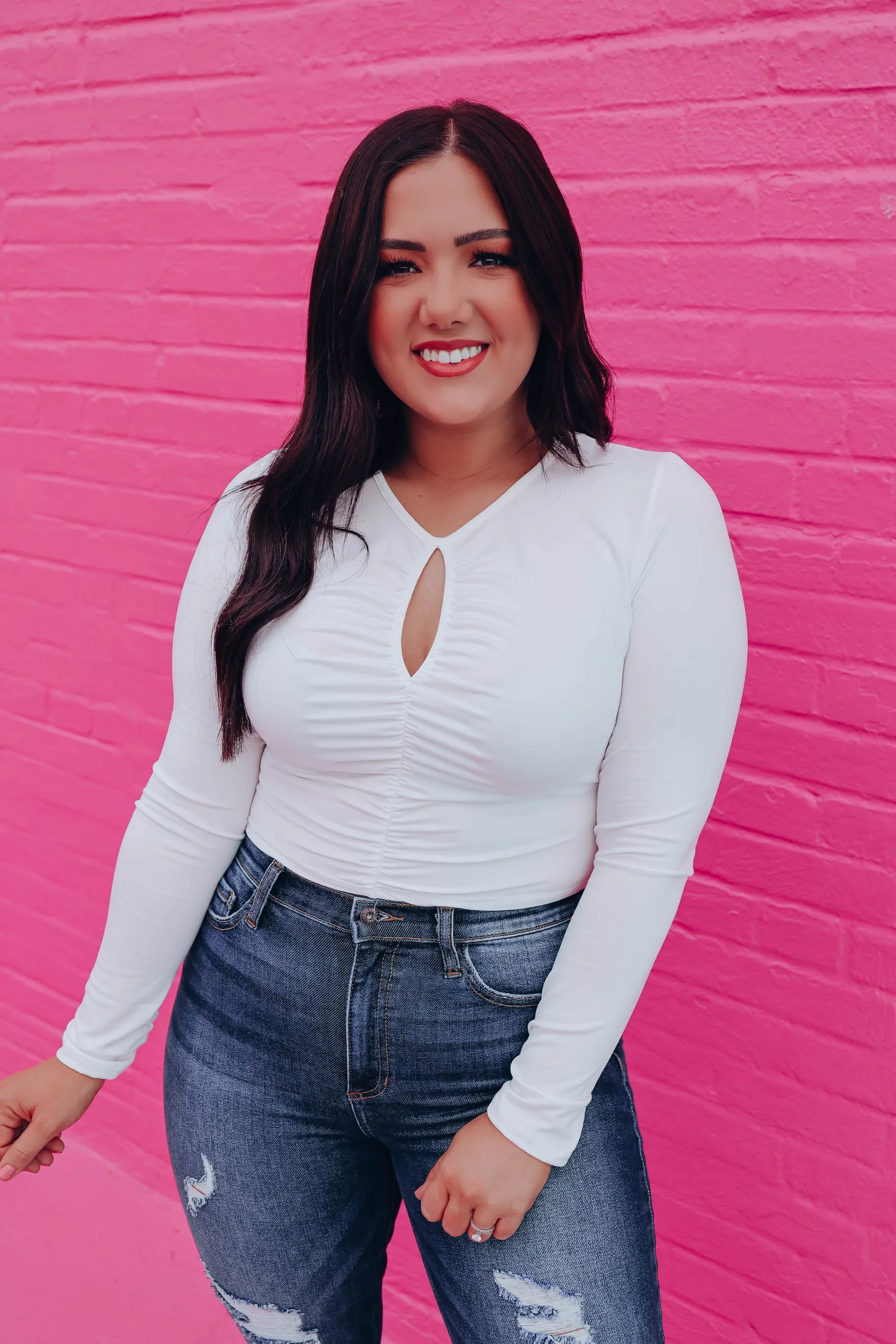 Kenzie Ruched Crop Top - White