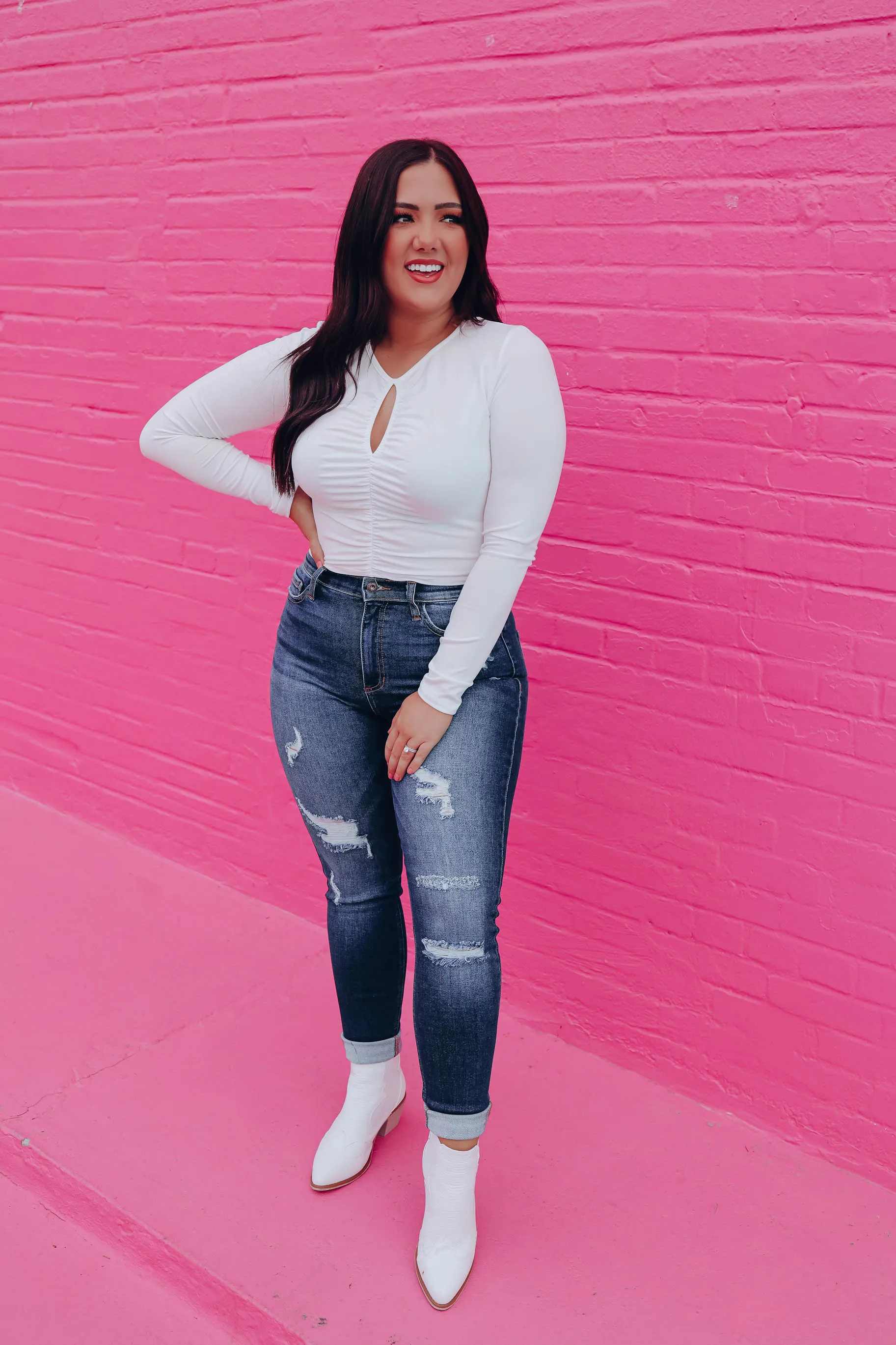 Kenzie Ruched Crop Top - White