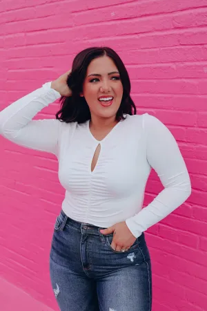 Kenzie Ruched Crop Top - White