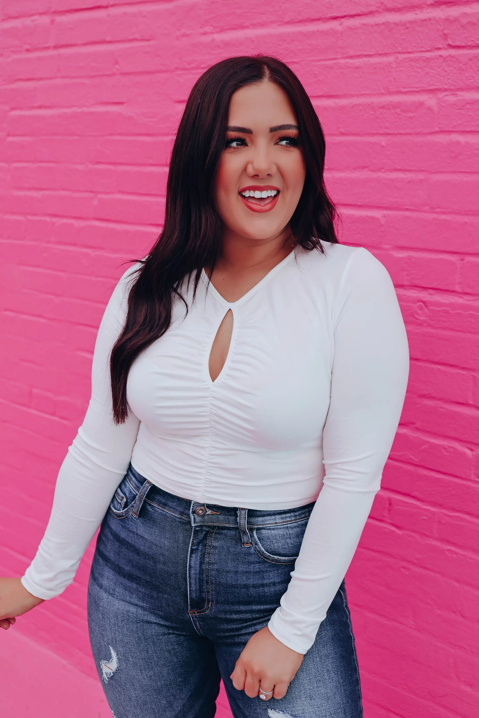 Kenzie Ruched Crop Top - White