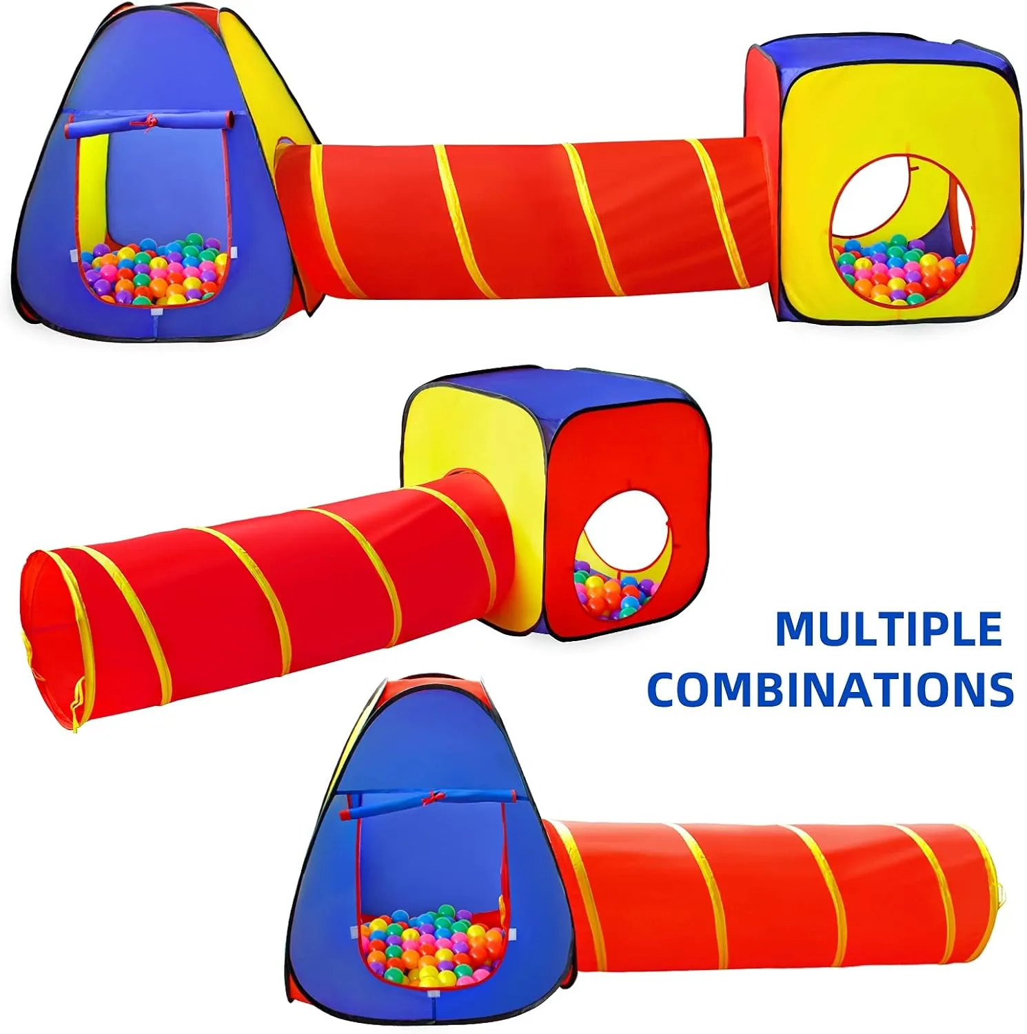Kids 3 Part Play Tent with Ball Pit | Play Tunnel & Teepee Tent |  Pop Up Playhouse | Den