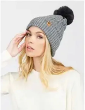 Knitted Fleece Lined Pom Pom Beanies