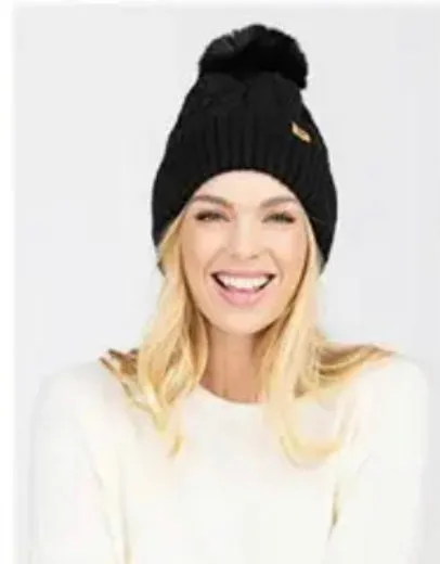 Knitted Fleece Lined Pom Pom Beanies
