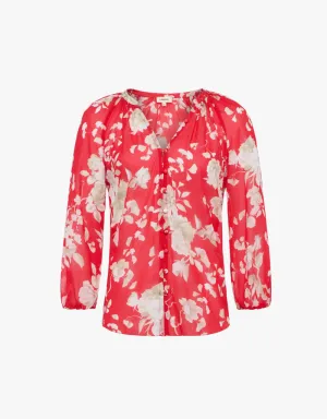 L'agence Teagan Blouse in Red & Ivory Ikebana
