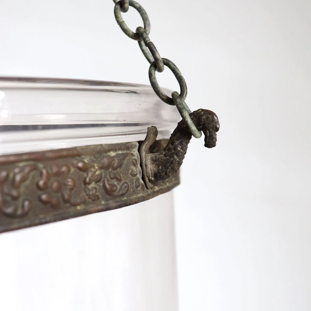Large English Regency Style Glass Pendant Hall Lantern