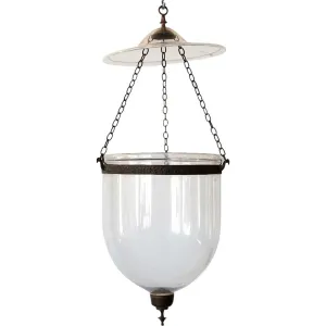 Large English Regency Style Glass Pendant Hall Lantern