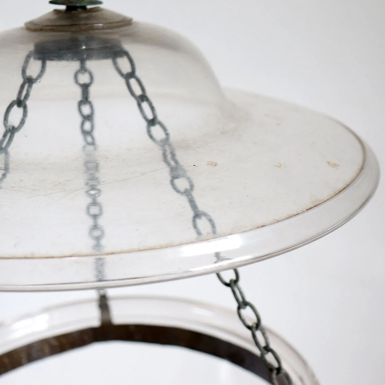 Large English Regency Style Glass Pendant Hall Lantern