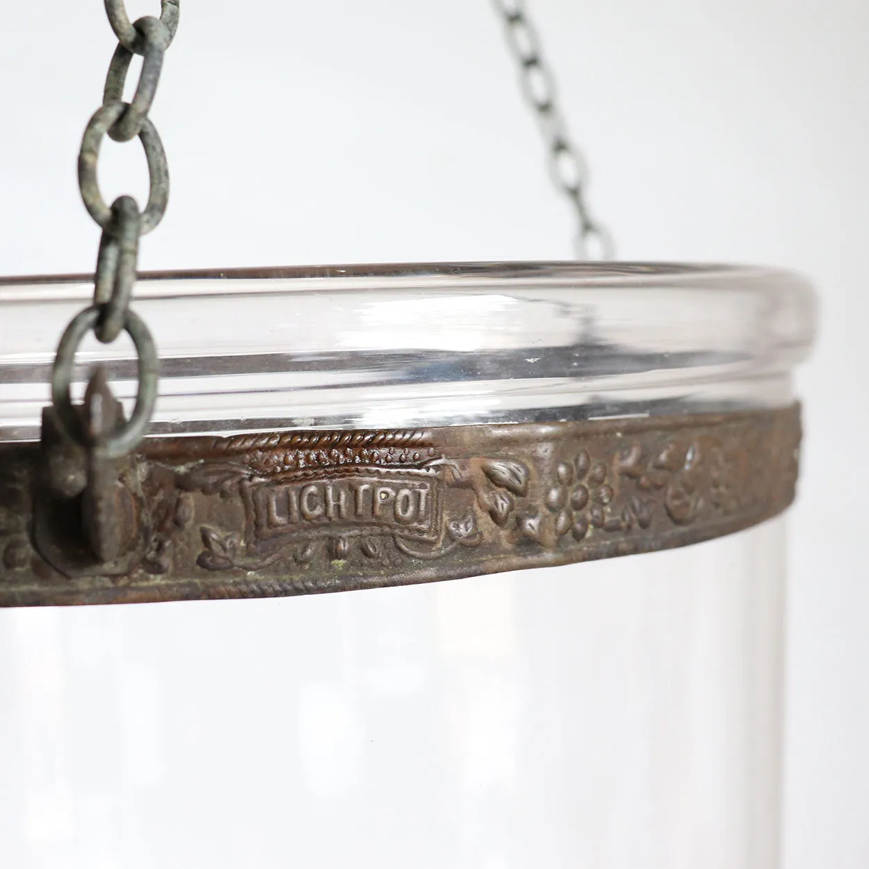 Large English Regency Style Glass Pendant Hall Lantern