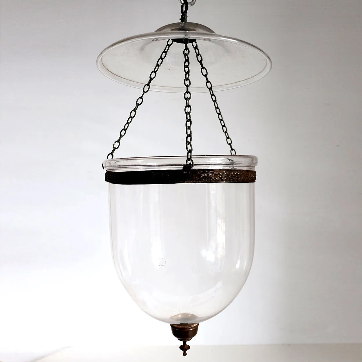 Large English Regency Style Glass Pendant Hall Lantern