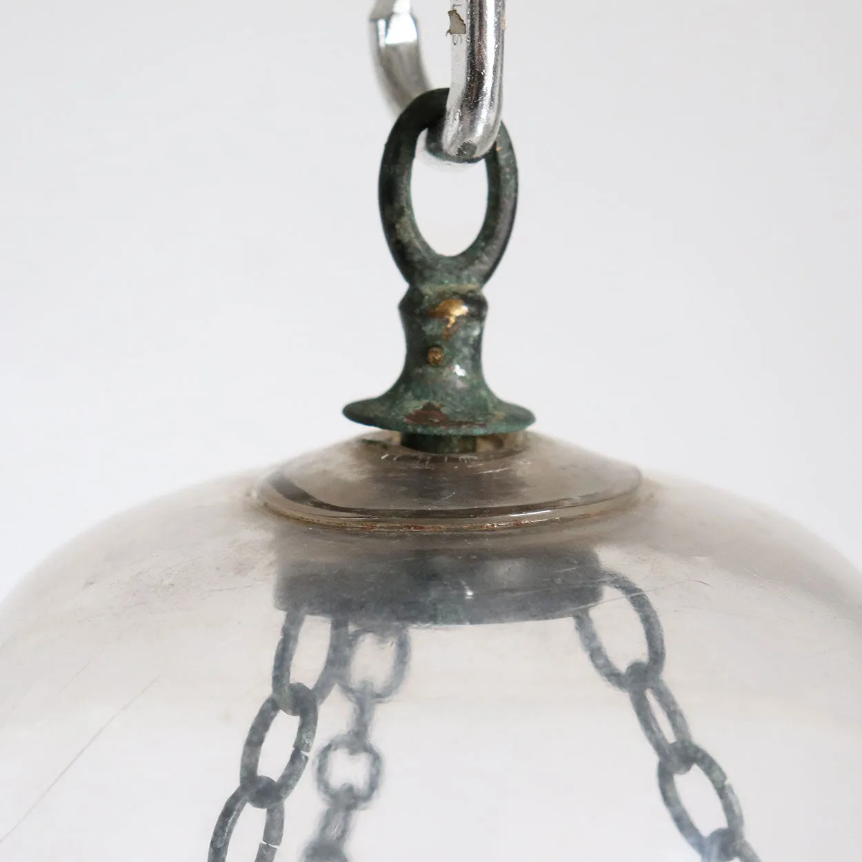 Large English Regency Style Glass Pendant Hall Lantern