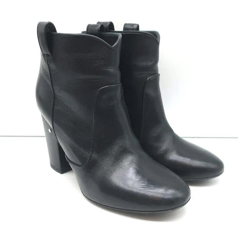 Laurence Dacade Pete Ankle Boots Black Leather Size 37.5 High Heel Booties