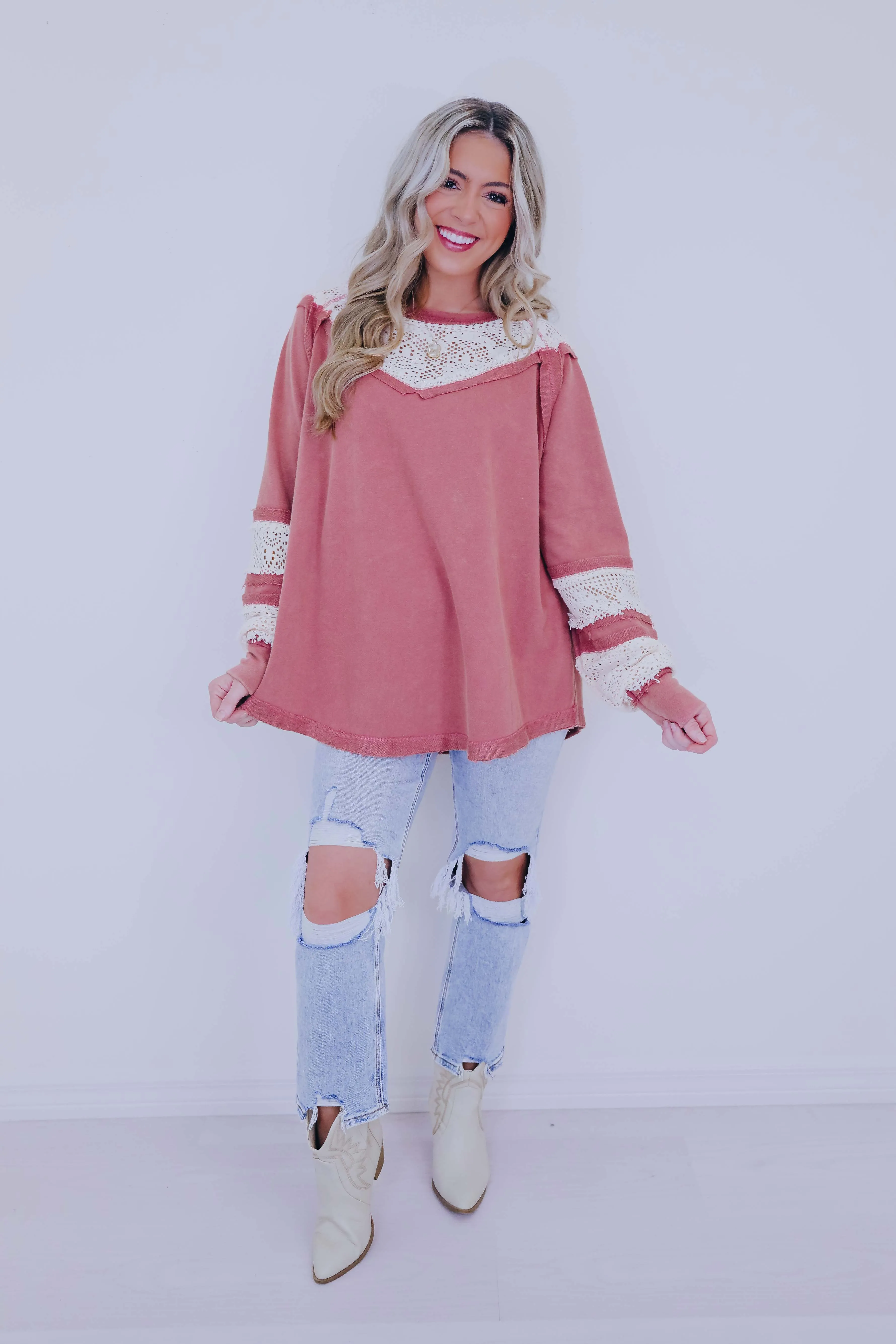 ***Leisurely Lace Pullover Top SAMPLE