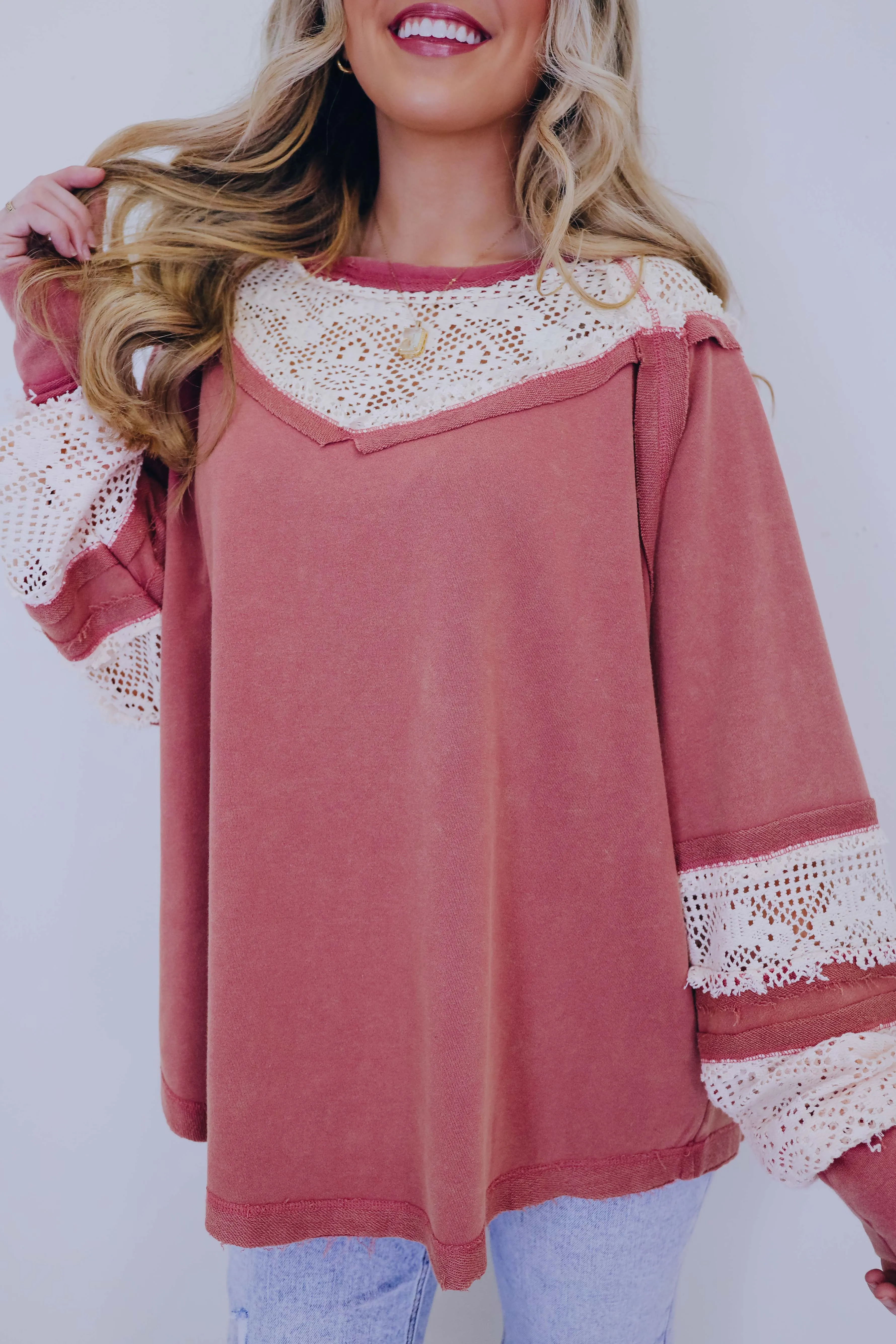 ***Leisurely Lace Pullover Top SAMPLE