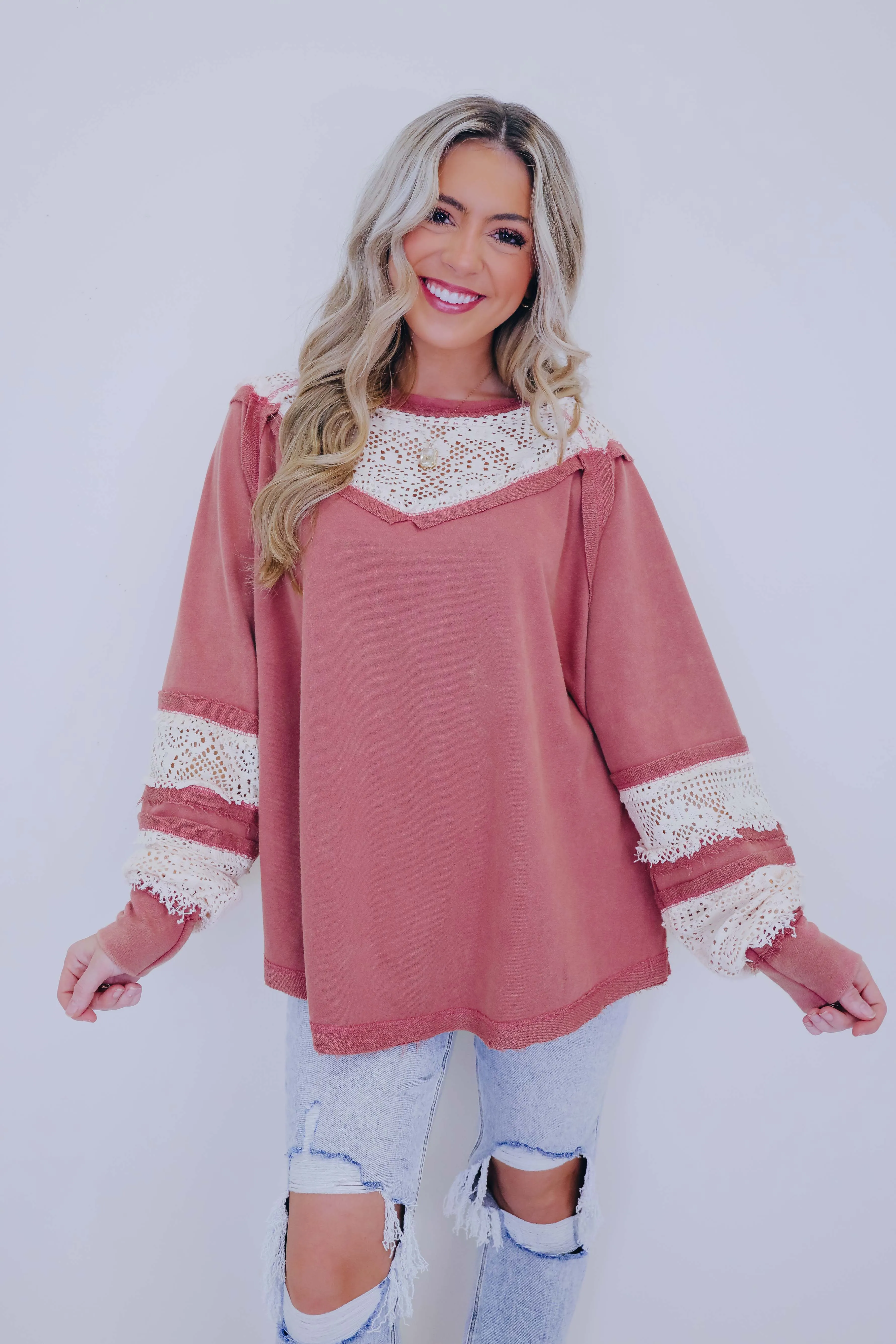 ***Leisurely Lace Pullover Top SAMPLE