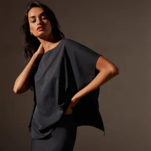 Lightweight Matte Sateen Shell Top - Black