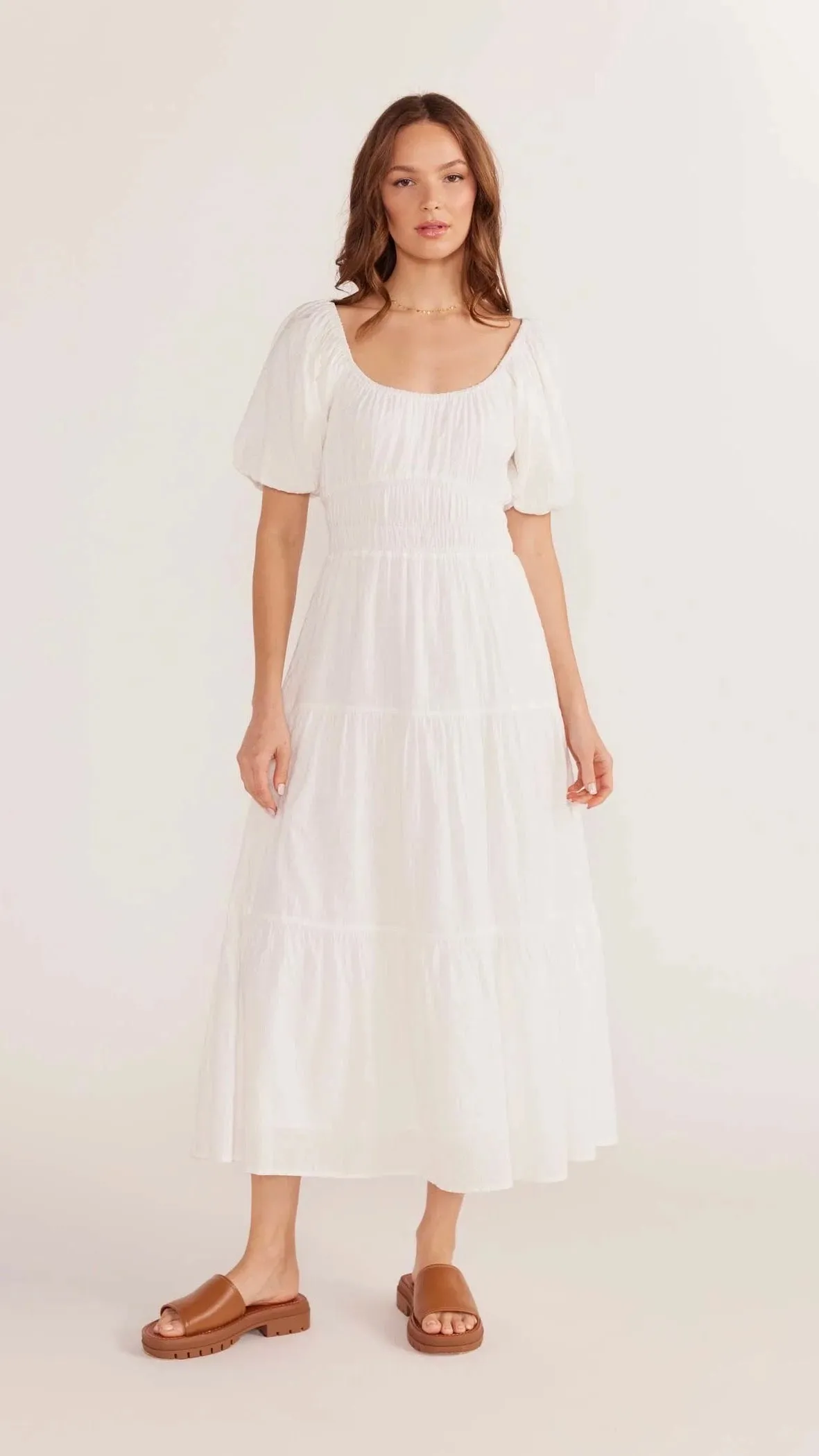 Lotus Puff Sleeve Midi Dress