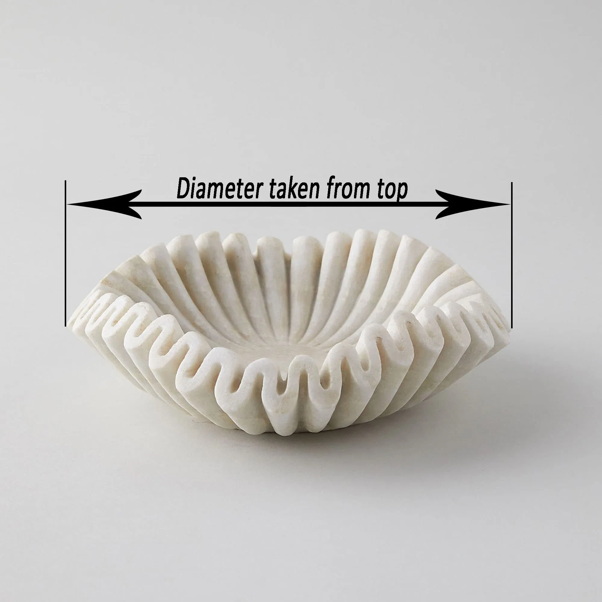 Marble Ruffled White Stone Bowl