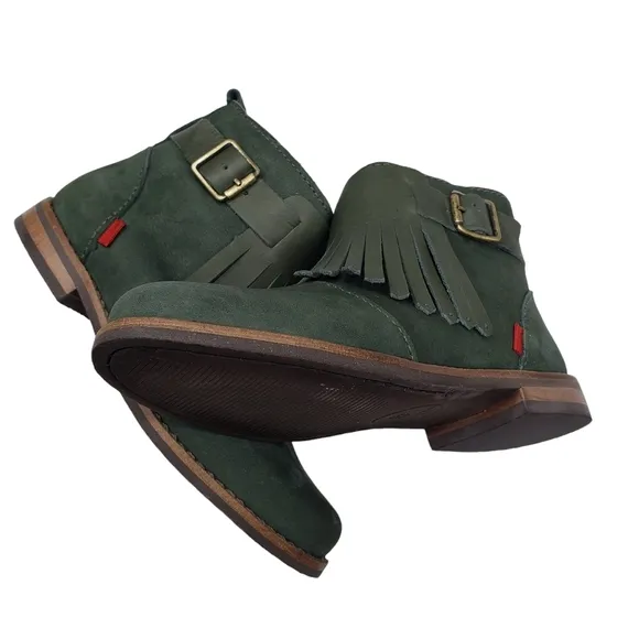 Marc Joseph | NIB Green Point Emerald Nubuck Fringe Leather Ankle Booties 11.5