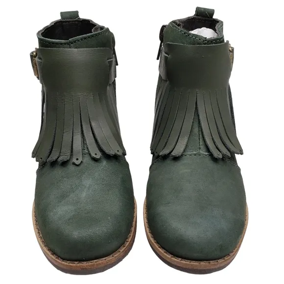 Marc Joseph | NIB Green Point Emerald Nubuck Fringe Leather Ankle Booties 11.5