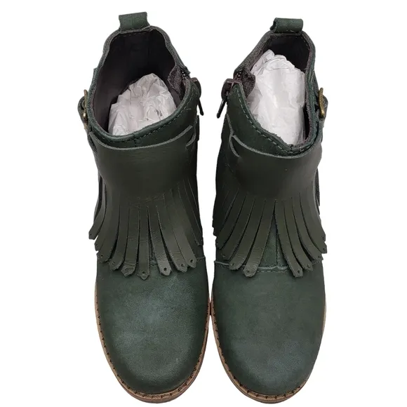 Marc Joseph | NIB Green Point Emerald Nubuck Fringe Leather Ankle Booties 11.5