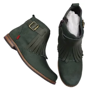 Marc Joseph | NIB Green Point Emerald Nubuck Fringe Leather Ankle Booties 11.5