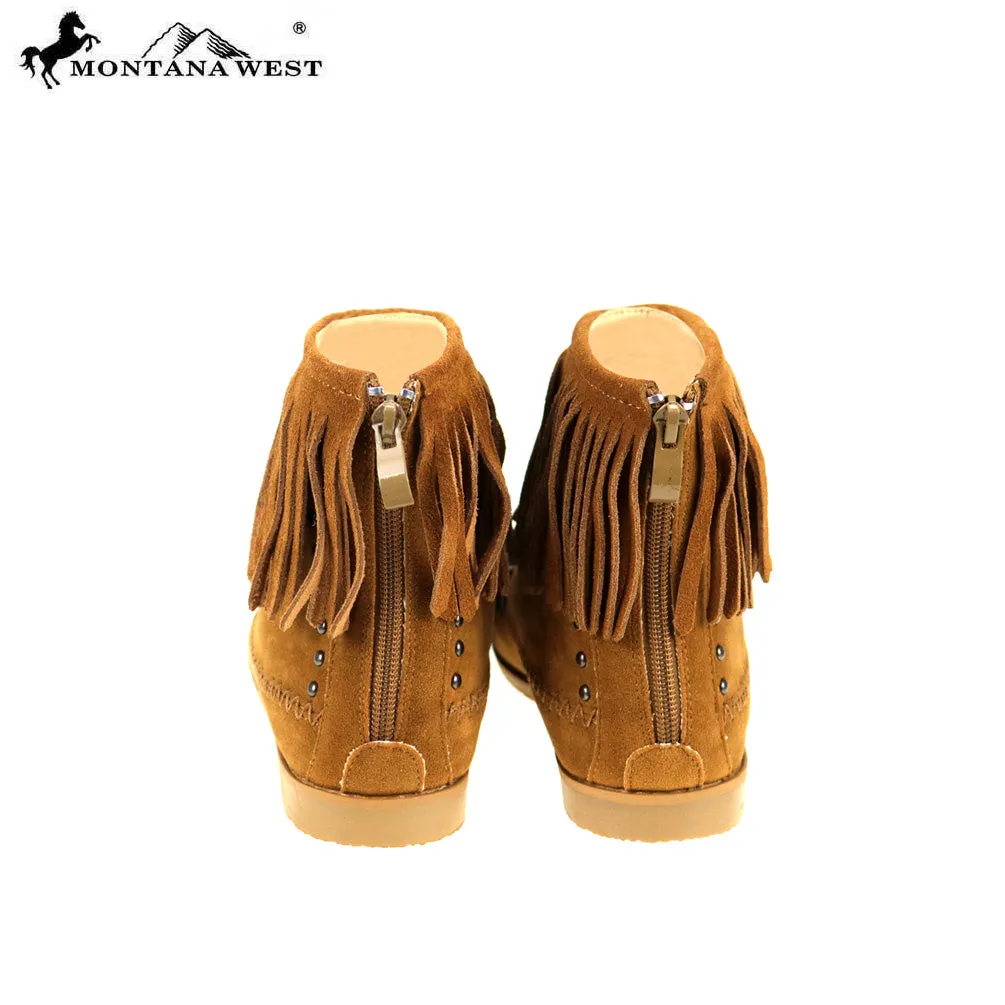 MBT-1904  Montana West Western Booties Genuine Hair-On Cowhide - Brown By Size