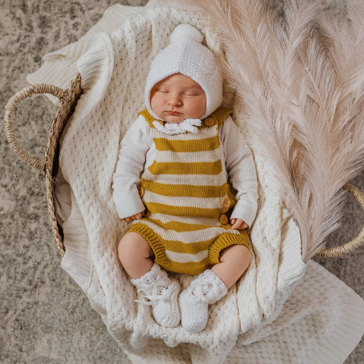 Merino Wool Bonnet & Bootie Set - Ivory
