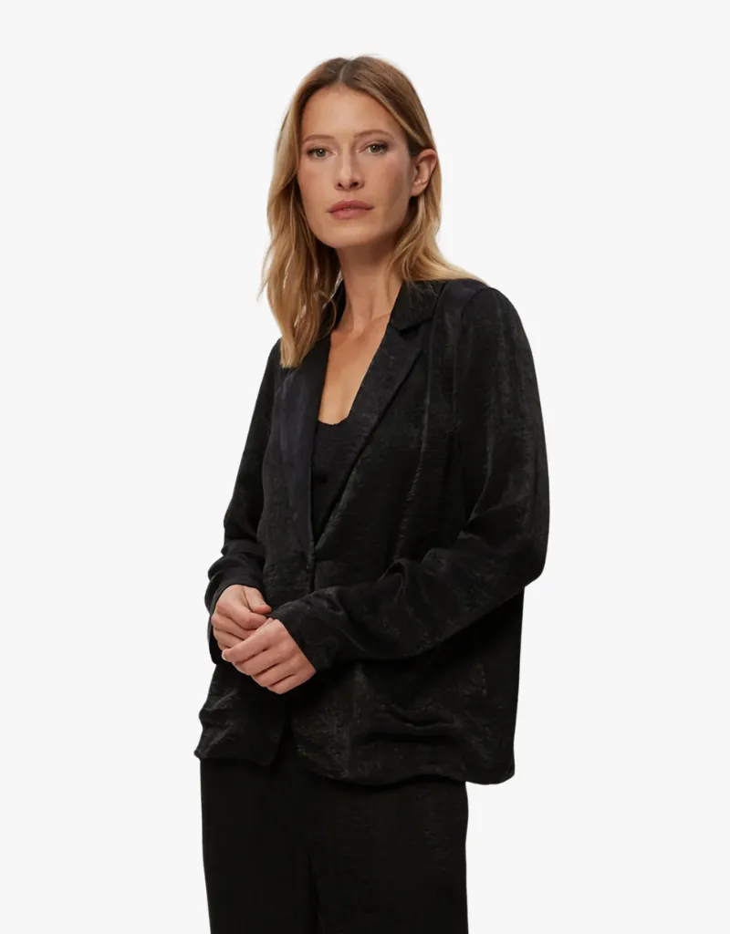 Michael Stars Paula Hammered Satin Blazer in Black