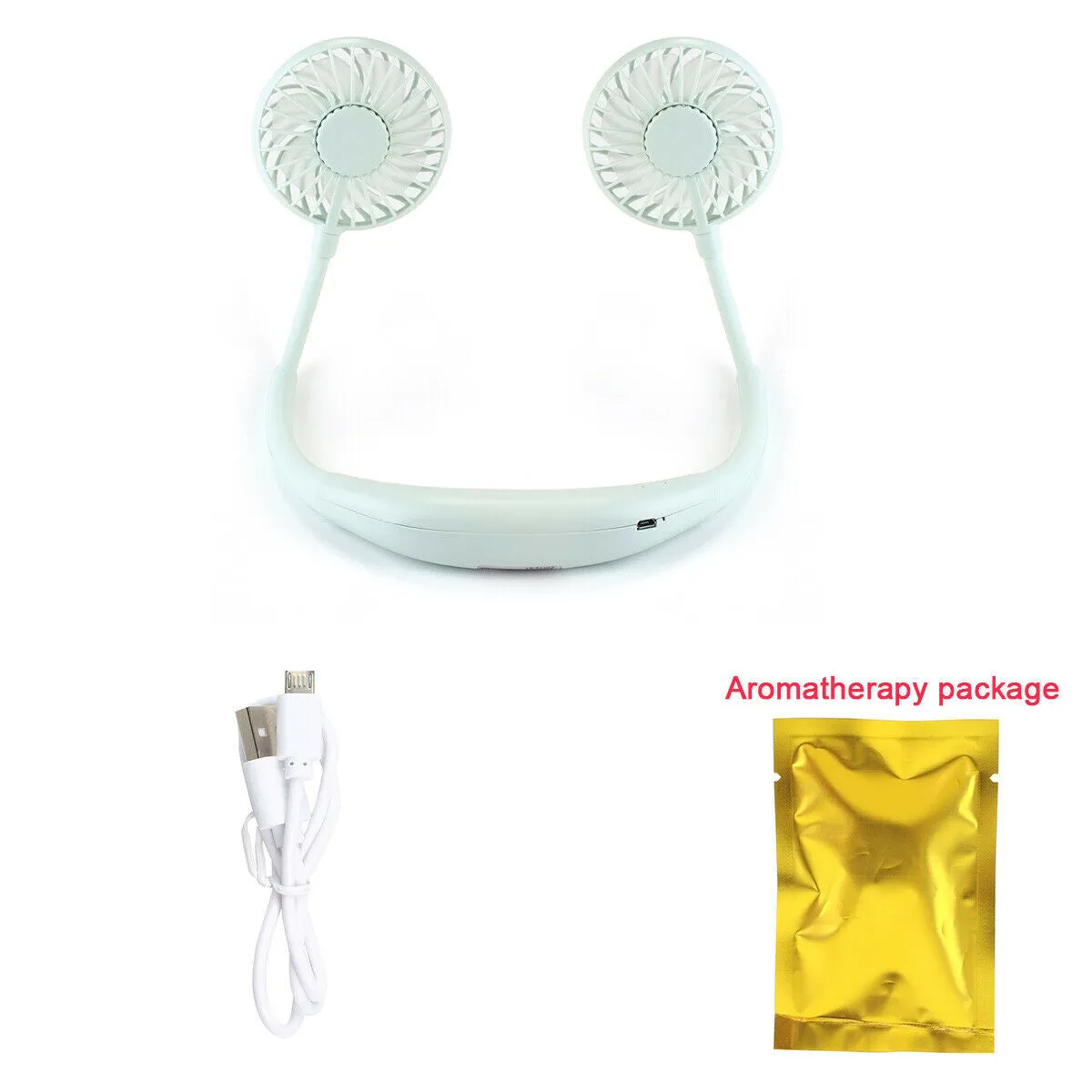 Mini Portable Neckband Neck Hanging Cooling Fan LED lights Rechargeable Battery