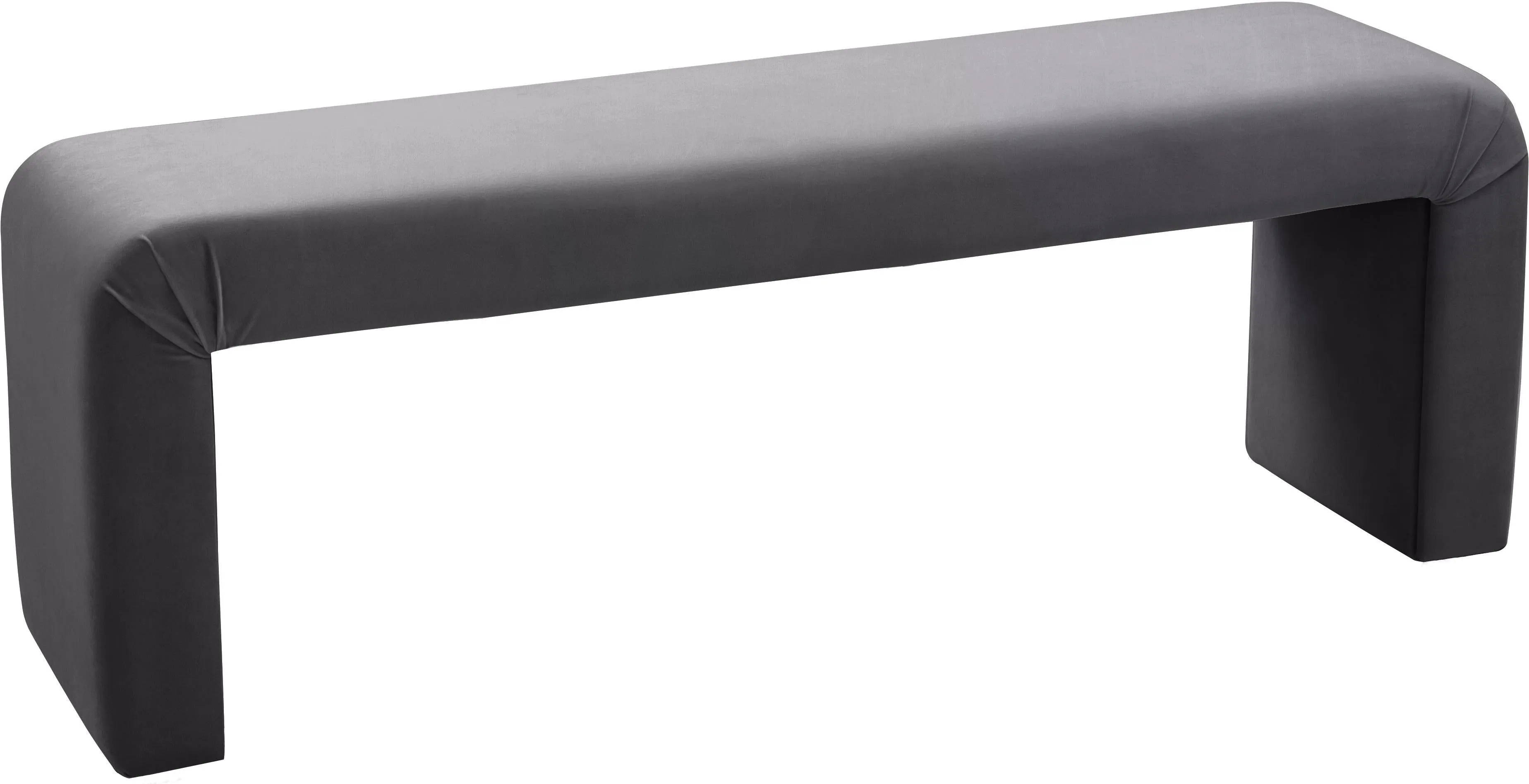 Minimalist Grey Velvet Bench
