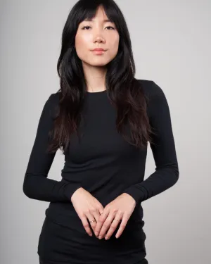 model rib long sleeve tee - black