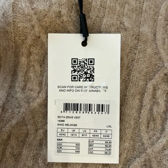 Moss Copenhagen NWT EDITA ZENIE VEST Sz L