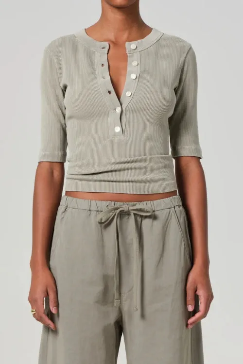 Nali Short Sleeve Henley in Flora