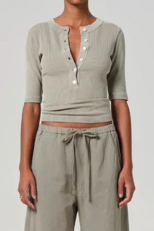 Nali Short Sleeve Henley in Flora