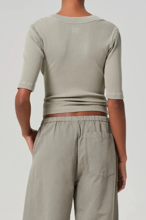 Nali Short Sleeve Henley in Flora