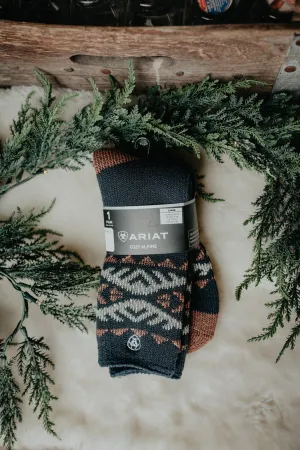 Navy Cozy Alpine Ariat Socks (Size L)