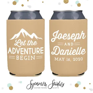 Neoprene Wedding Can Cooler #139 - Let the Adventure Begin