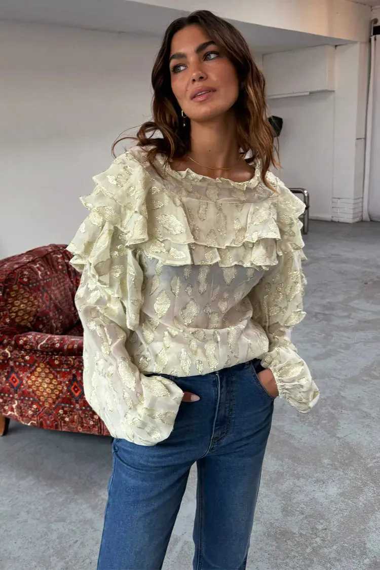 Never Fully Dressed Cream Jacquard Riley Blouse