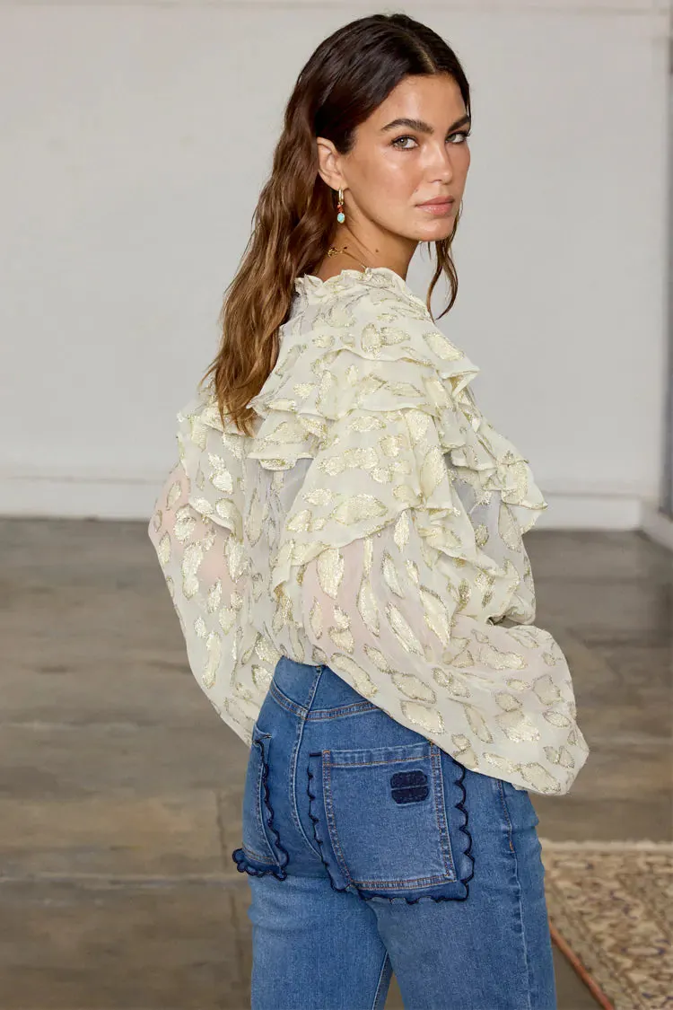 Never Fully Dressed Cream Jacquard Riley Blouse