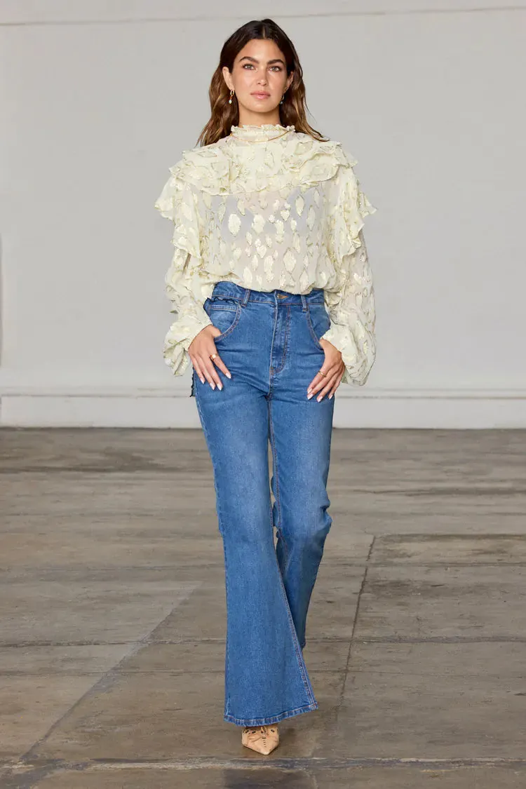 Never Fully Dressed Cream Jacquard Riley Blouse