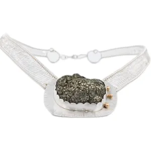 Noelani - Pyrite and 14k Gold Woven Silver Neck Piece