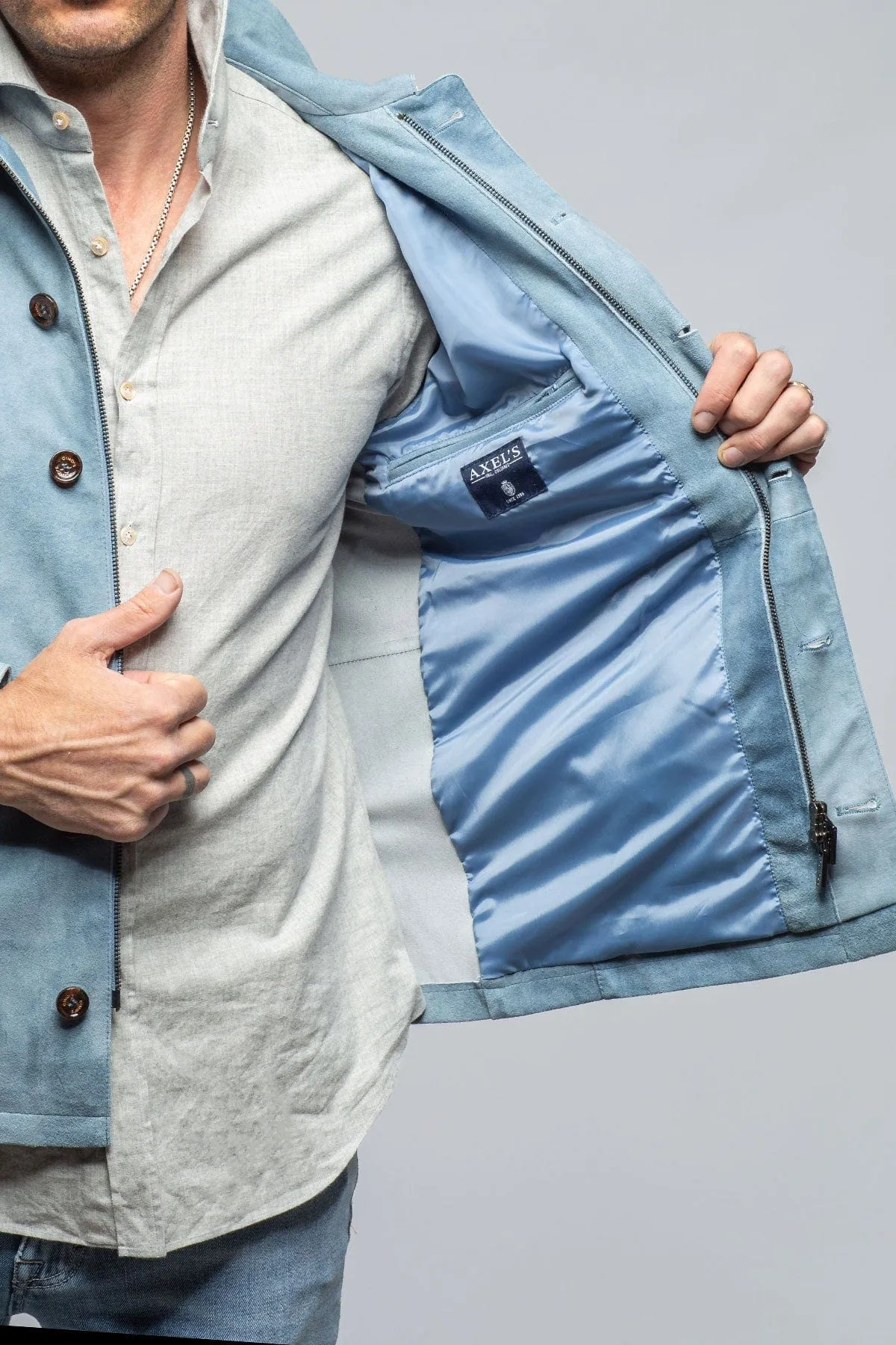 Oakley Suede Shirt Jacket In Blue Ice