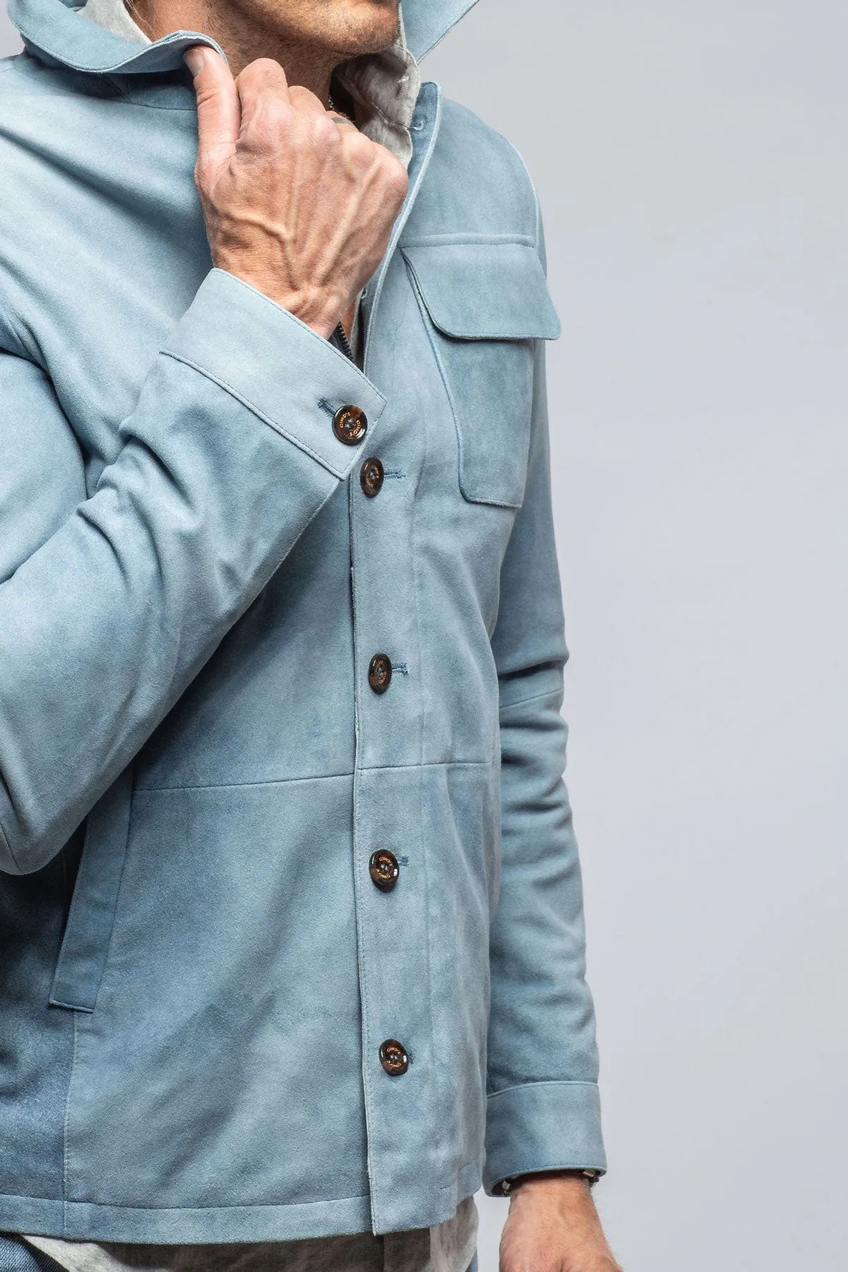 Oakley Suede Shirt Jacket In Blue Ice