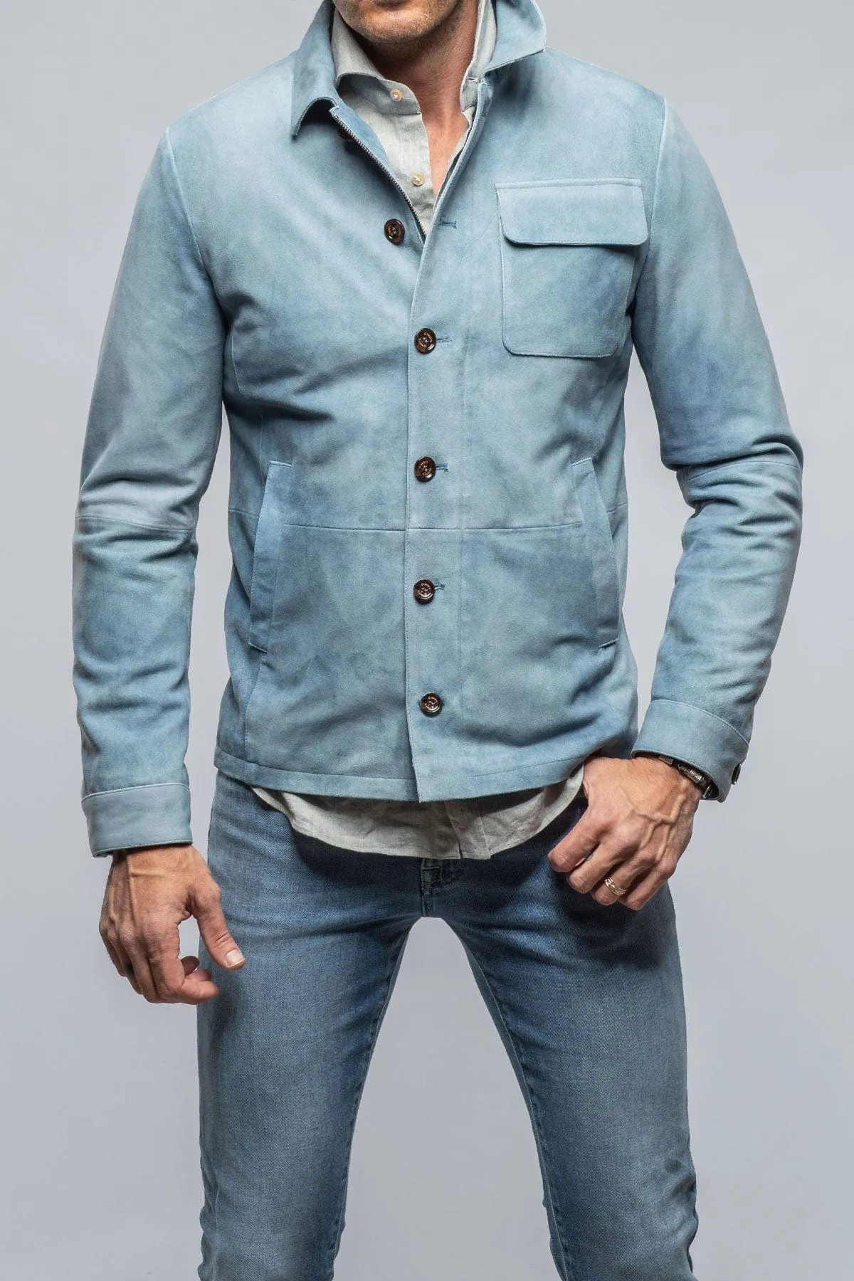 Oakley Suede Shirt Jacket In Blue Ice