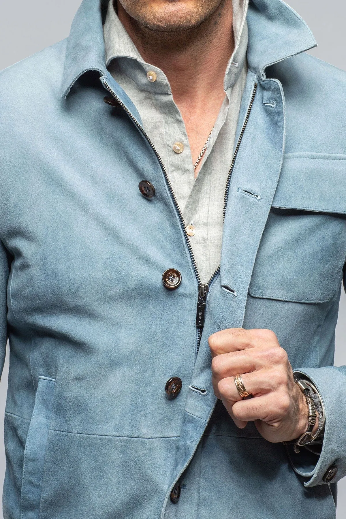 Oakley Suede Shirt Jacket In Blue Ice