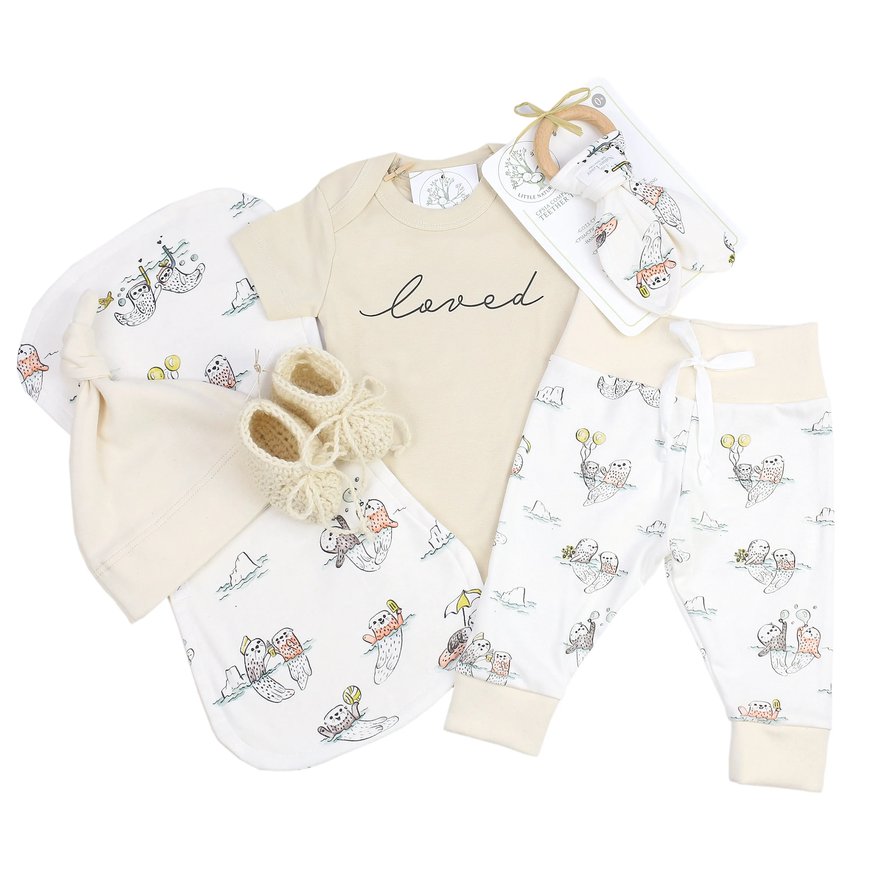 Otterly Adorable | Organic Baby Gift Basket 7pcs | Gender Neutral