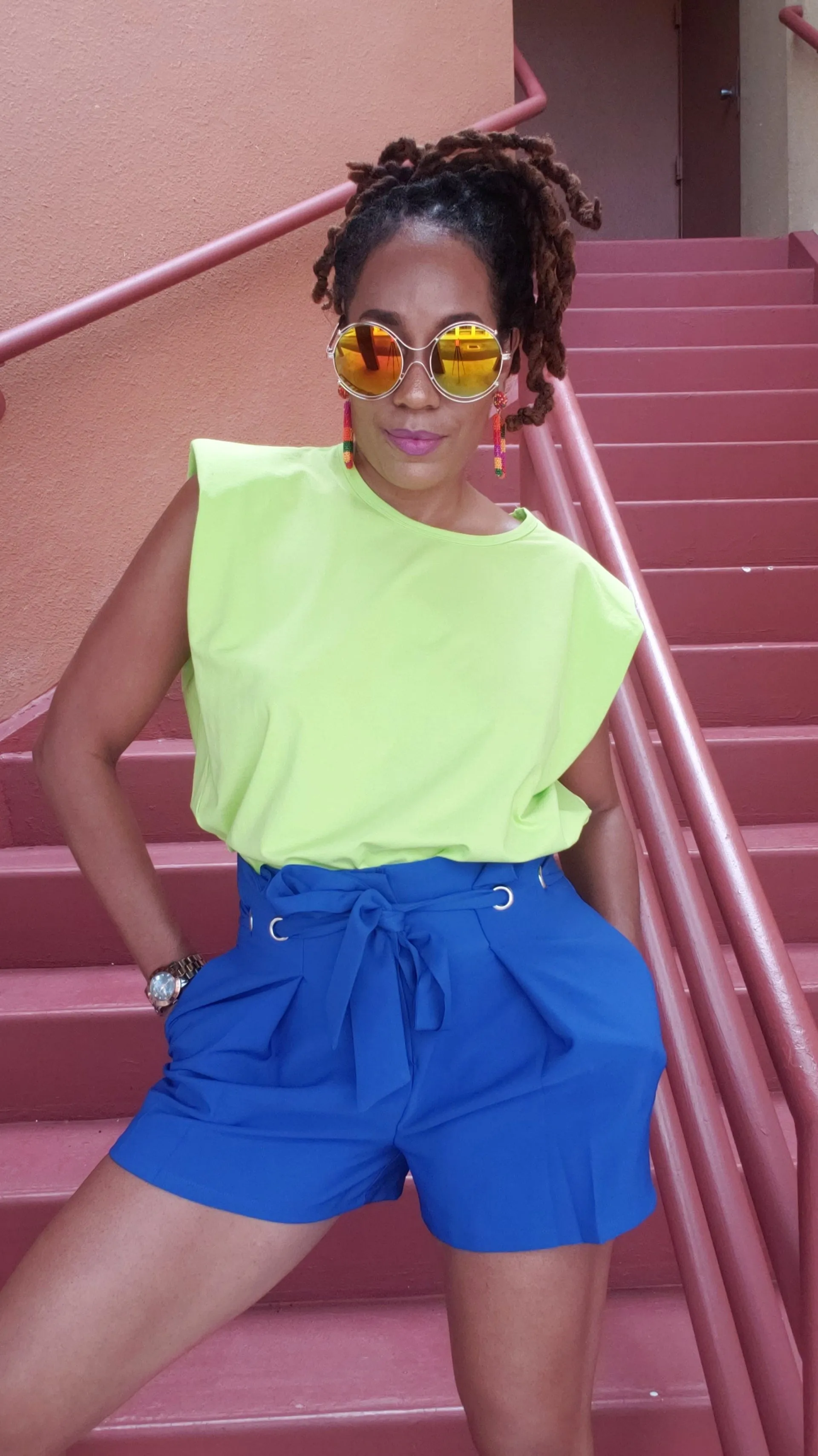 Outside the Box Shoulder Pad Tee | Neon Green