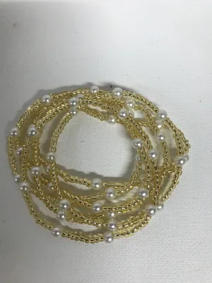 Pearl and gold bead stacks