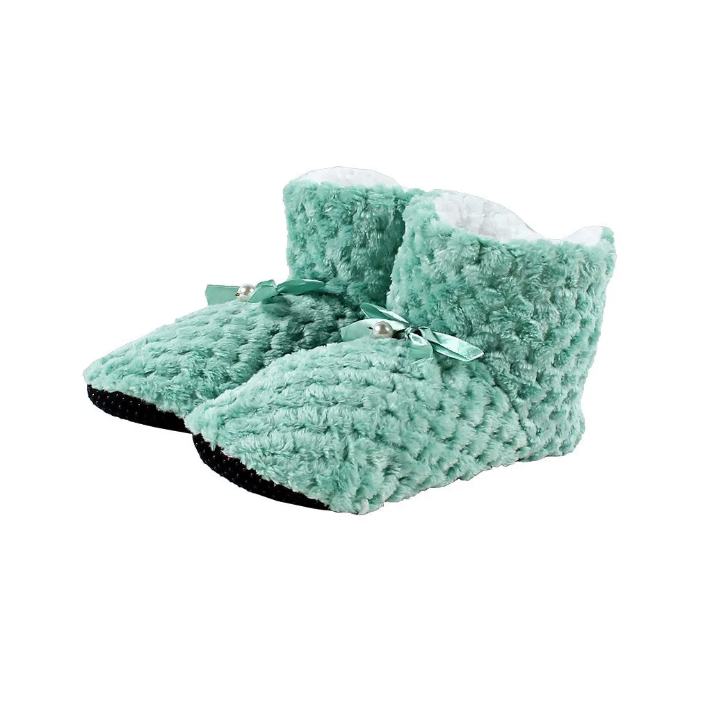 Pearl Bow Fleece Booties